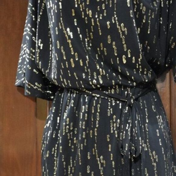 Jessica Simpson Dress Size Small Black Gold Short Sleeve - Picture 5 of 14